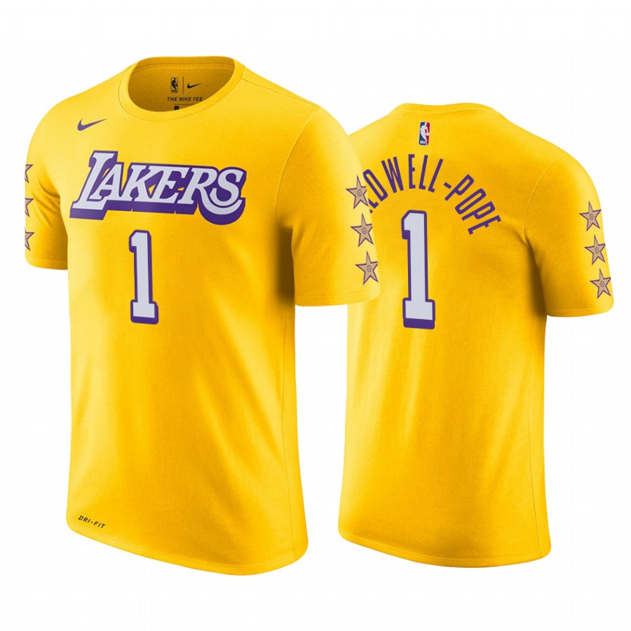Men's Los Angeles Lakers Kentavious Caldwell-Pope #1 NBA City Edition Gold Basketball T-Shirt SFG1483OR